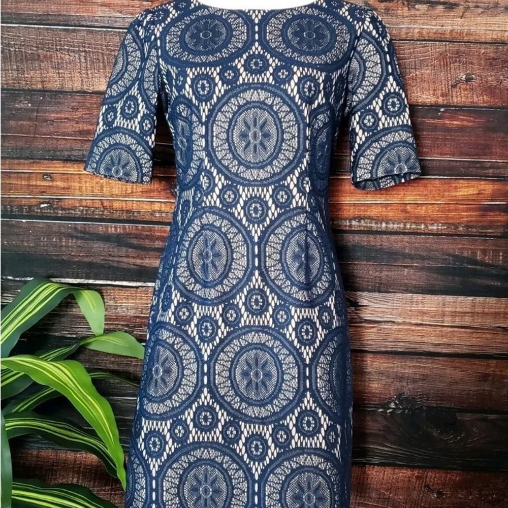 R&K Tan and Blue Dress